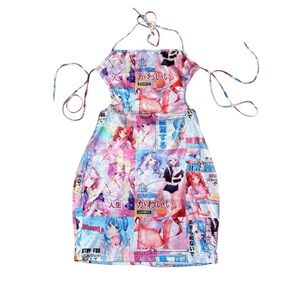 Anime open back satin dress